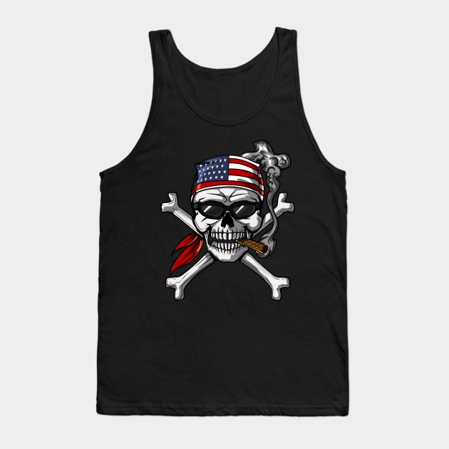 Pirate Skull American Flag Crossbones Tank Top by underheaven